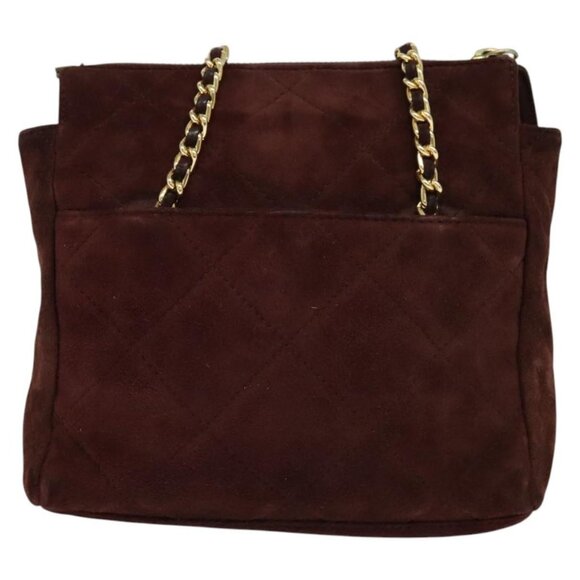 PRADA Chain Shoulder Bag Suede Brown Gold Auth - Picture 3 of 16